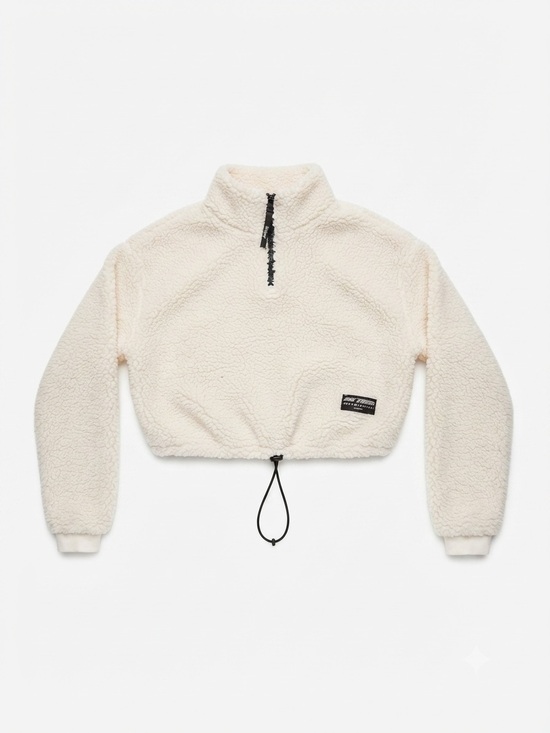 H&M Jackets & Blazers - H&M Divided Cream Sherpa Fleece Quarter Zip Pullover Size S